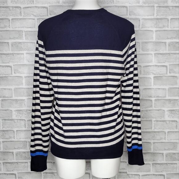 Club Monaco Blue and White Nautical Vibes Striped Sweater, size XS - Picture 3 of 4